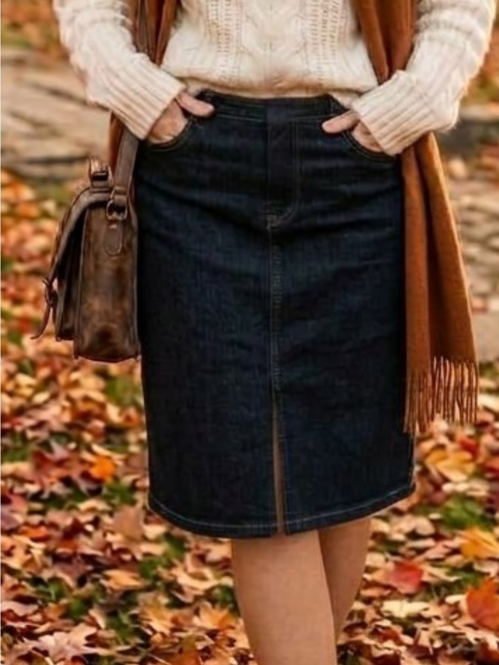 Calvin Klein Dark Blue Denim Pencil Skirt